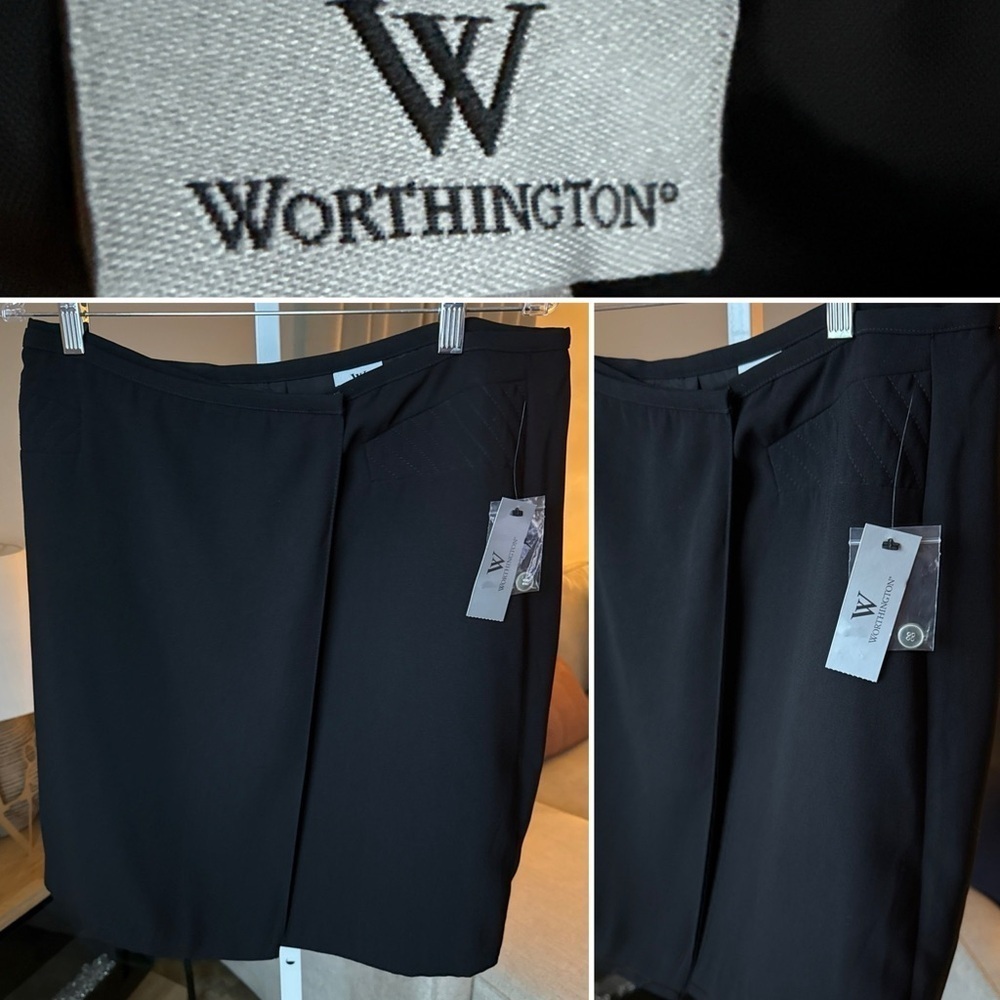 Worthington Women’s Black A-Line Skirt Size 14 NWT $36